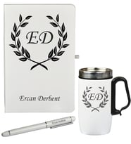 Kişiye Özel Hazırlanmış Hediye Defter Kalem Ve Termos - Mug Seti