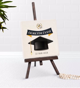 BK Gift Kişiye Özel Öğretim Üyesi Şovaleli Doğal Taş-1 (Beyaz)