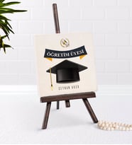 BK Gift Kişiye Özel Öğretim Üyesi Şovaleli Doğal Taş-1 (Beyaz)
