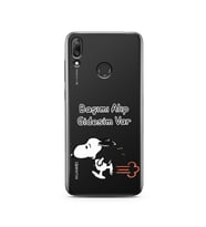 Snoopy Tasarımlı Süper Şeffaf Silikon Telefon Kılıfı Huawei Y7 2019