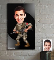 BK Gift Kişiye Özel Asker Karikatür Ahşap Tablo - 1