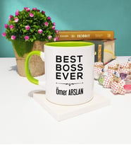 Patrona Best Boss Ever Tasarımlı Patron Kupa Bardak Yeşil