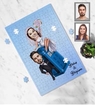 Kişiye Özel Gelin Damat Karikatürlü A4 99 Parça Puzzle Mod-3