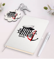 BK Gift Kişiye Özel Kaptan Beyaz Defter Kalem Ve Anahtarlık Hediye Seti-2 (Model 1)