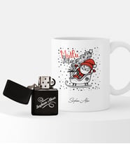 BK Gift Kişiye Özel Yılbaşı Noel Baba Temalı Çakmak ve Kupa Seti - 5