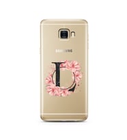 Pembe Çiçekli Harf Tasarım Süper Şeffaf Silikon Telefon Kılıfı Samsung C7   L-Ha