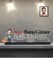 Kişiye Özel Öğretmen Karikatürlü Kolay Yetişmiyor Ahşap Biblo Bay-1