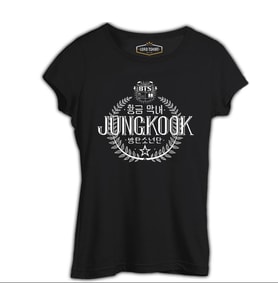 BTS -  Jungkook Siyah Kadın Tshirt