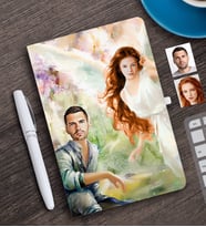 BK Gift Kişiye Özel Sevgililer Karikatürlü Beyaz Defter ve Kalem Hediye Seti-38