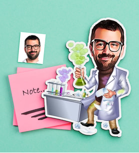 BK Gift Kişiye Özel Bay Kimya Mühendisi Karikatürlü Ahşap Magnet-1 (Çok Renkli)