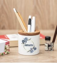 İsme Özel Çiçek Desenli Kalemlik
