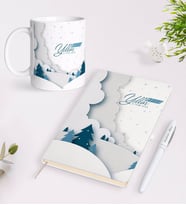 BK Gift Kişiye Özel Yılbaşı Mutlu Yıllar Beyaz Defter Kalem ve Kupa Seti-26 (Model 1)