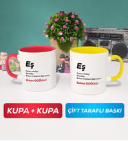 İkili Eş Kupa Bardak Kırmızı Sarı