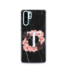 Mermer Çiçekli Harf Tasarım Süper Şeffaf Silikon Telefon Kılıfı Huawei P30 Pro T