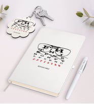 BK Gift Kişiye Özel Optisyen Beyaz Defter Kalem ve Anahtarlık Hediye Seti-1 (Model 1)