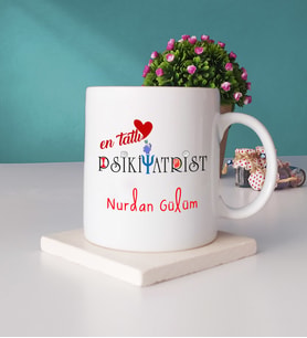 Mesajlı Psikiyatrist Tasarımlı Kişiye Özel Psikiyatrist Kupa Bardak ve Taş Bardak Altlığı Hediye Seti