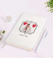 BK Gift Kişiye Özel Sevgililer Günü Temalı İsimli Fotoğraflı Beyaz Defter Kalem Seti-31