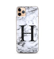 Iphone 11 Pro Beyaz Mermer Harf Tasarımlı Telefon Kılıfı H-Harfi 