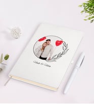 BK Gift Kişiye Özel Sevgililer Günü Temalı İsimli Fotoğraflı Beyaz Defter Kalem Seti-25