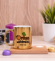 Orman Mühendisi Ahşap Altlıklı Mumlu Gold Kupa Bardak