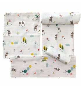 Müslin Bezi Torbalı Bebek Set 6 Parça Bambi Figürlü