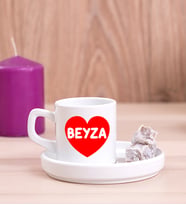 İsim Yazılı Kırmızı Kalpli Concept Türk Kahvesi Fincanı
