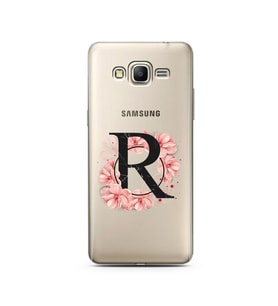Pembe Çiçekli Harf Tasarım Süper Şeffaf Silikon Telefon Kılıfı Samsung Grand Pri