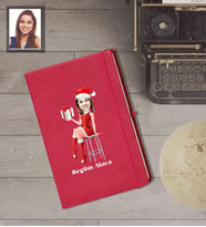 Kişiye Özel Yılbaşı Bayan Karikatürlü Kırmızı Defter Model-5