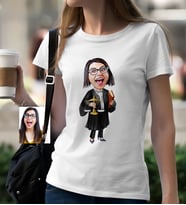 BK Gift Kişiye Özel Bayan Avukat Karikatür Beyaz Tişört  1