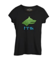 Göktürk Kurt 2 Siyah Kadın Tshirt