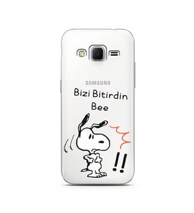 Snoopy Tasarımlı Süper Şeffaf Silikon Telefon Kılıfı Samsung Core Prime