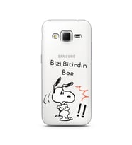 Snoopy Tasarımlı Süper Şeffaf Silikon Telefon Kılıfı Samsung Core Prime