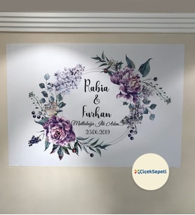 100x70cm Söz, Nişan, Kına Gecesi, Düğün İçin Kişiye Özel Branda Afiş Arka Fon