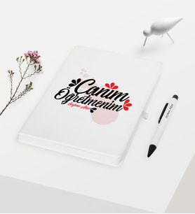 BK Gift Kişiye Özel Canım Öğretmenim Temalı Beyaz Defter Kalem Hediye Seti - 3