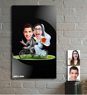 BK Gift Kişiye Özel Evleniyoruz Karikatür Ahşap Tablo - 3