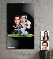 BK Gift Kişiye Özel Evleniyoruz Karikatür Ahşap Tablo - 3