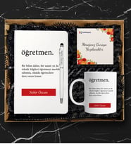 Öğretmen Beyaz Defter Kalem İsimli Kupa Seti