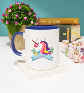 Unicorn Tasarımlı İsme Özel Unicorn Kupa Bardak Lacivert