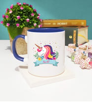 Unicorn Tasarımlı İsme Özel Unicorn Kupa Bardak Lacivert