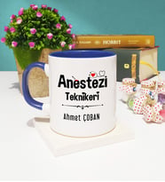 Anestezi Teknikeri Tasarımlı Kişiye Özel Anestezi Teknikeri Kupa Bardak Lacivert