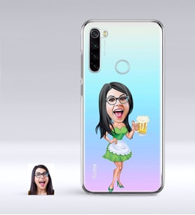 BK Gift Kişiye Özel Bayan Karikatürlü Xiaomi Redmi Note 8 İnce Şeffaf Silikon Telefon Kapağı-30 (Beyaz)