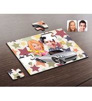 BK Gift Kişiye Özel Sevgililer Karikatürlü Ahşap Puzzle-53