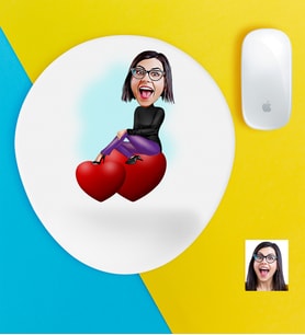 BK Gift Kişiye Özel Bayan Karikatürlü Bilek Destekli Mouse Pad-2 (Beyaz)