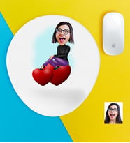 BK Gift Kişiye Özel Bayan Karikatürlü Bilek Destekli Mouse Pad-2 (Beyaz)