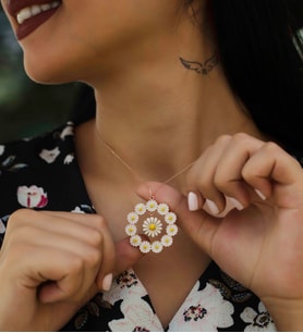Papatya Silver 925 Ayar Rose Altın Kaplama Gümüş Papatya Kolye