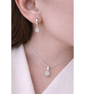 Minimal Grace Zirkon Taşlı Kadın Gümüş Kolye Küpe Set