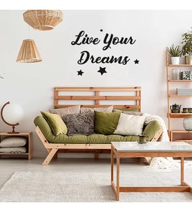 Live Yours Dreams Duvar Yazısı Sticker 60x41cm - Siyah