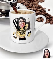 BK Gift Kişiye Özel Kadın Moda İkonu Karikatürlü Türk Kahvesi Fincanı-6 (Beyaz)