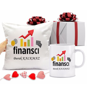 Finanscı Kupa Bardağı ve Yastığı Hediye Seti (Model 1)