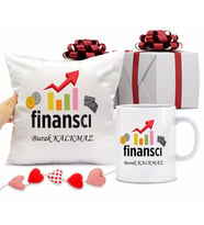 Finanscı Kupa Bardağı ve Yastığı Hediye Seti (Model 1)